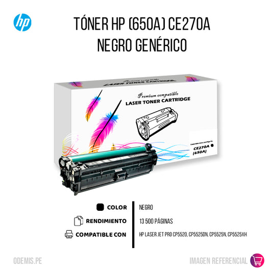 Toner HP 650A Black CE270A 13,500 Pág. M750n Compatible
