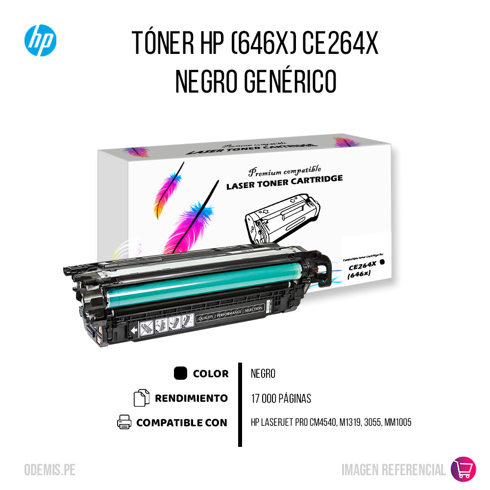 Toner HP 646X Black CE264X 17K Pág. CM4540 Compatible