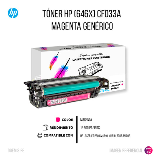 Toner HP 646X Magenta CF033A 12.5K CM4540 Compatible