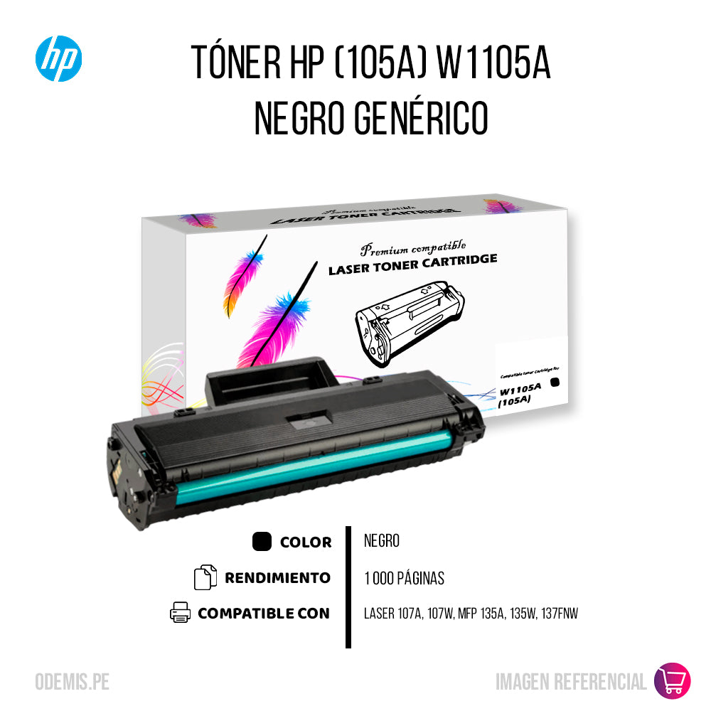 Tóner HP W1105A (105A) Negro Compatible