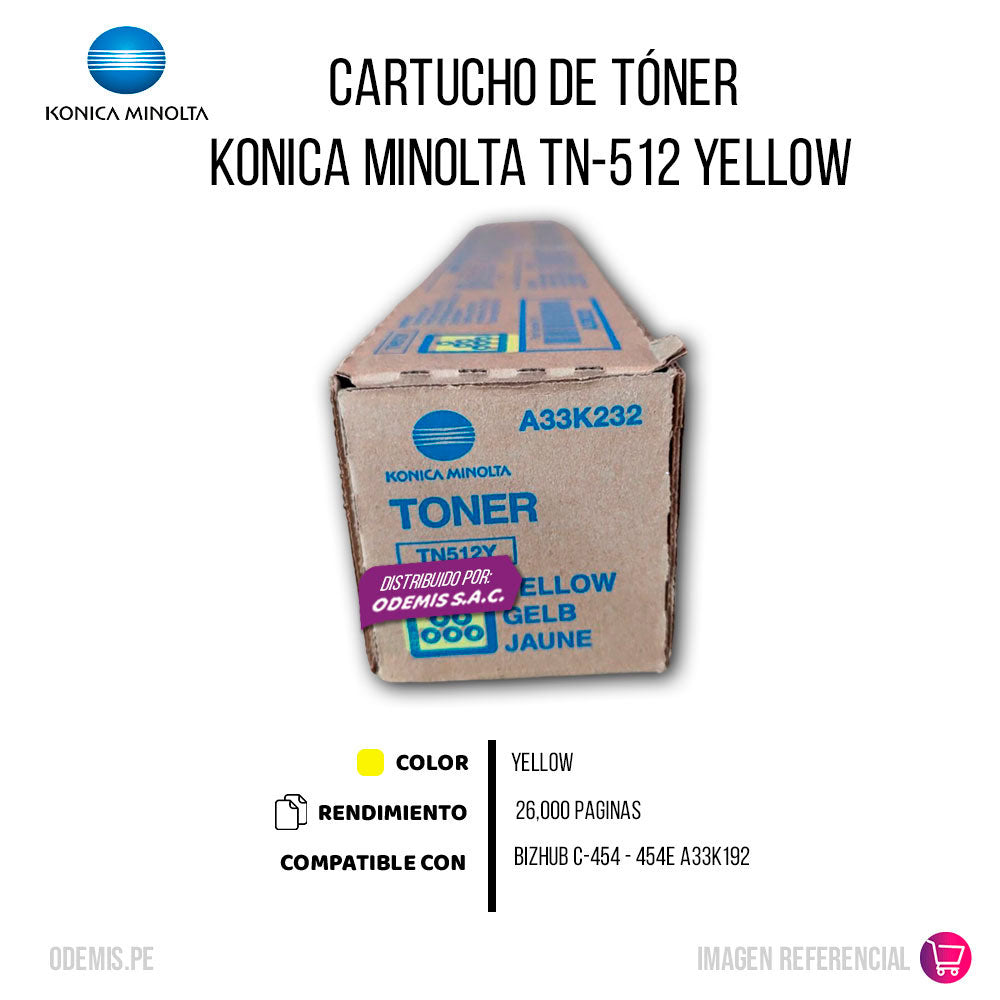 Toner Konica Minolta TN-512Y Yellow 26K Pág. C258 Original