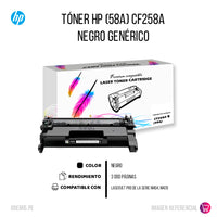 Toner HP 58A Black CF258A 3k Pág. M428fdw Chip Compatible