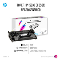 Toner HP 58X Black CF258X 10K Pág. M404n Chip Compatible
