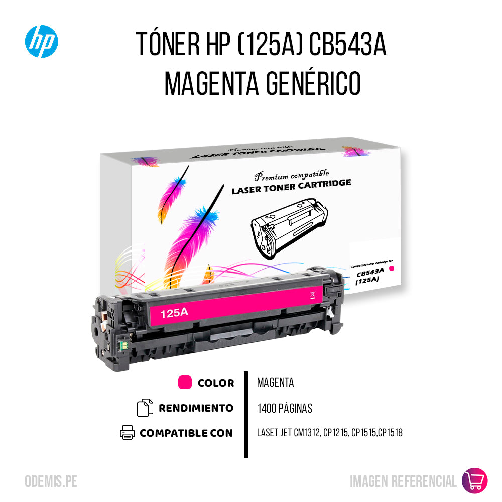 Toner HP 125A Magenta CB543A 1,400 Pág. CP1210 Compatible