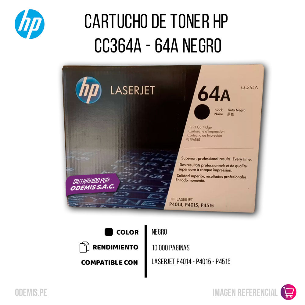 Toner Hp 64A Negro Cc364A 10K Pág. P4014dn Original