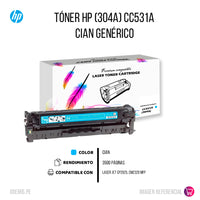Toner HP 304A Cyan CC531A 2,800 Pág. CP2025 Compatible