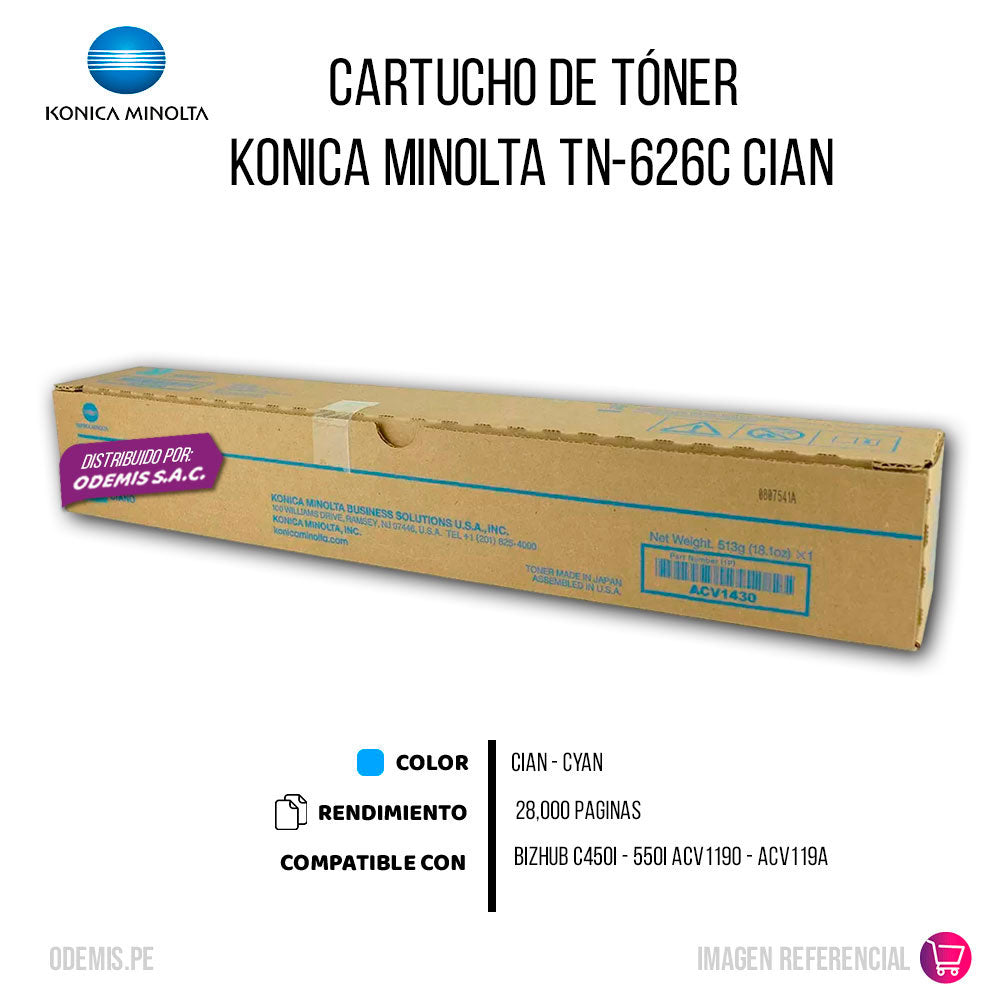 Toner Konica Minolta TN-626C Cyan 28K Pág. C250i Original