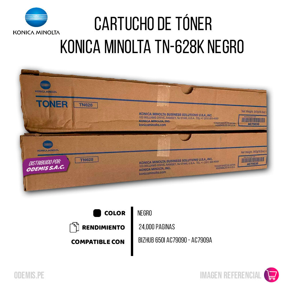 Toner Konica Minolta TN-628K Black 24K Pág. 450i Original