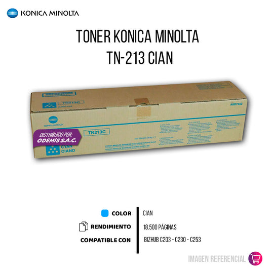Toner Konica Minolta TN-213C Cyan 18,500 Pág. C203 Original