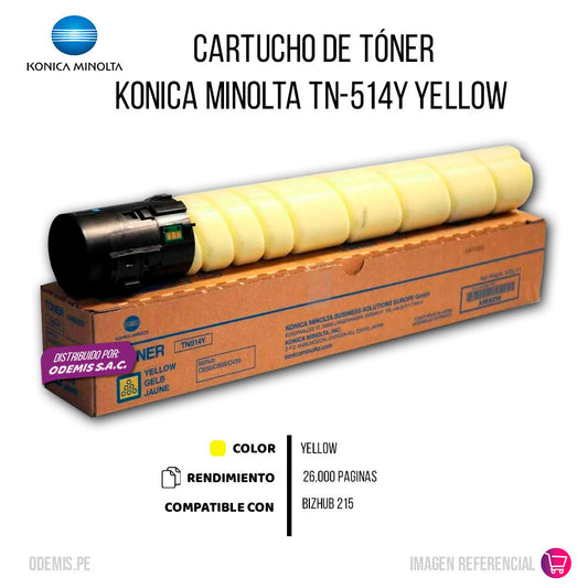 Toner Konica Minolta TN-514Y Yellow 26K Pág. C458 Original