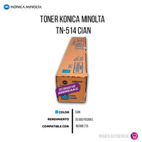 Toner Konica Minolta TN-514C Cyan 26K Pág. C458 Original