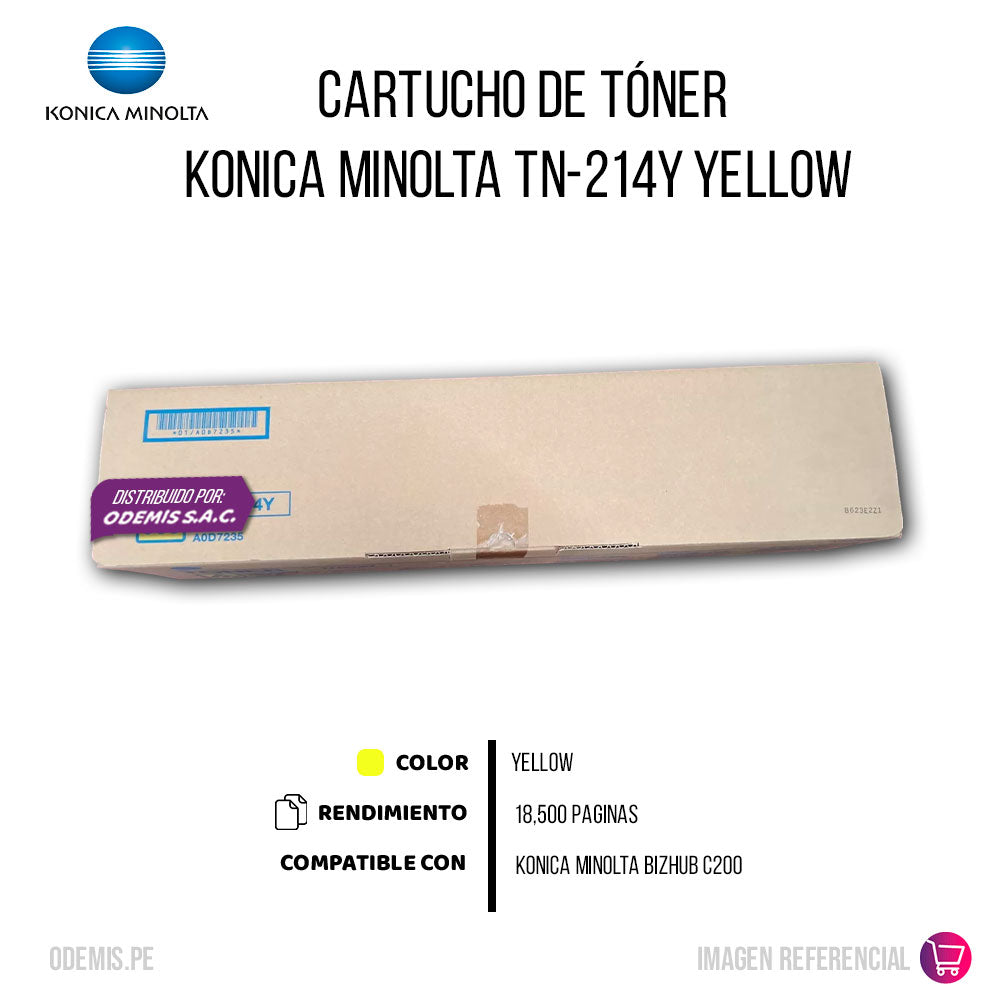 Toner Konica Minolta TN-214Y Yellow 18,500 Pág. C200 Original
