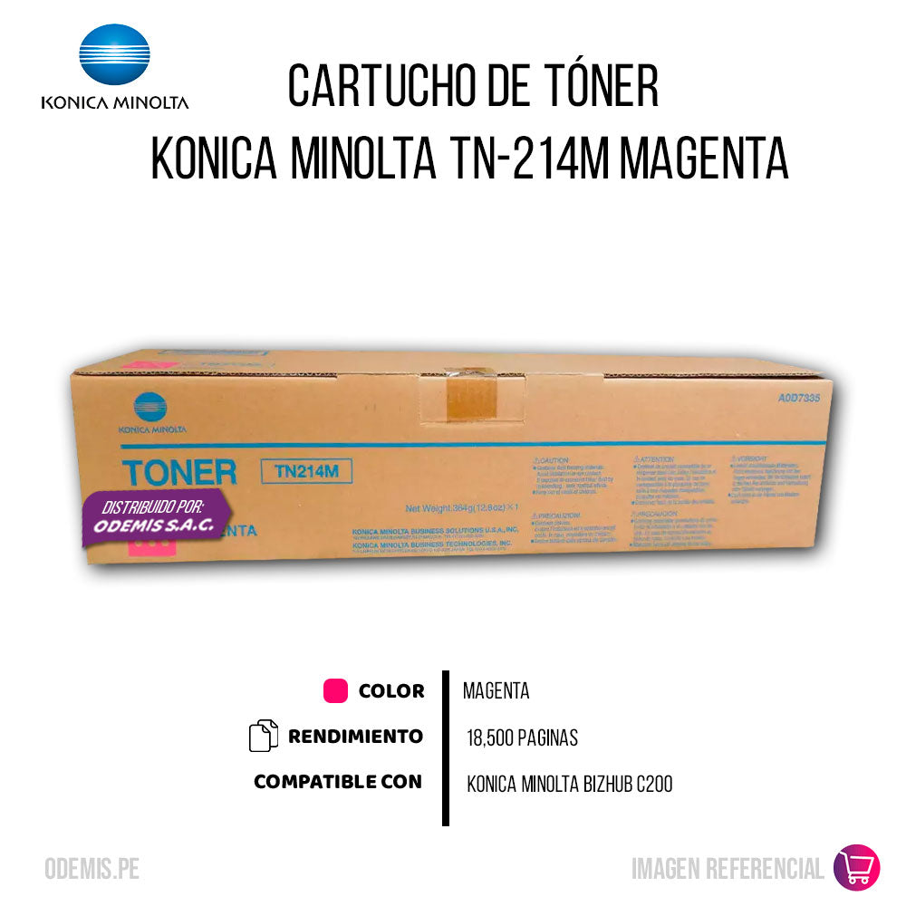 Toner Konica Minolta TN-214M Magenta 18,500 Pág. C200 Original