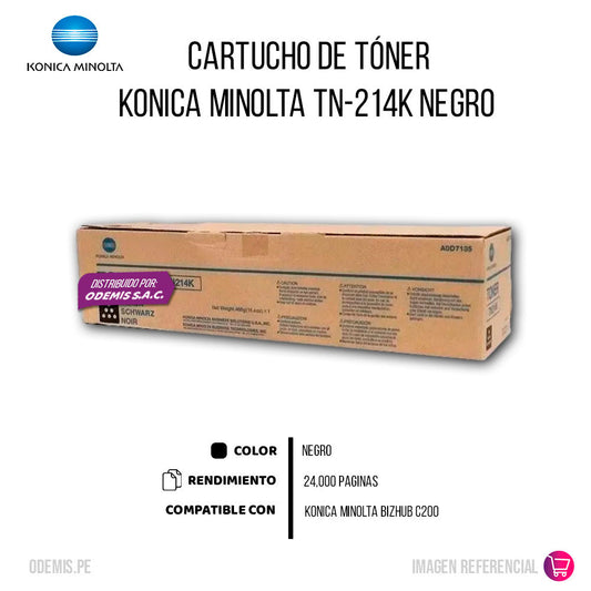 Toner Konica Minolta TN-214K Black 24K Pág. C200 Original