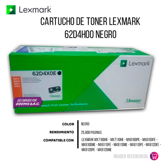 Toner Lexmark 62D4X0E Negro 45K Pág. MX810, MX812 Original