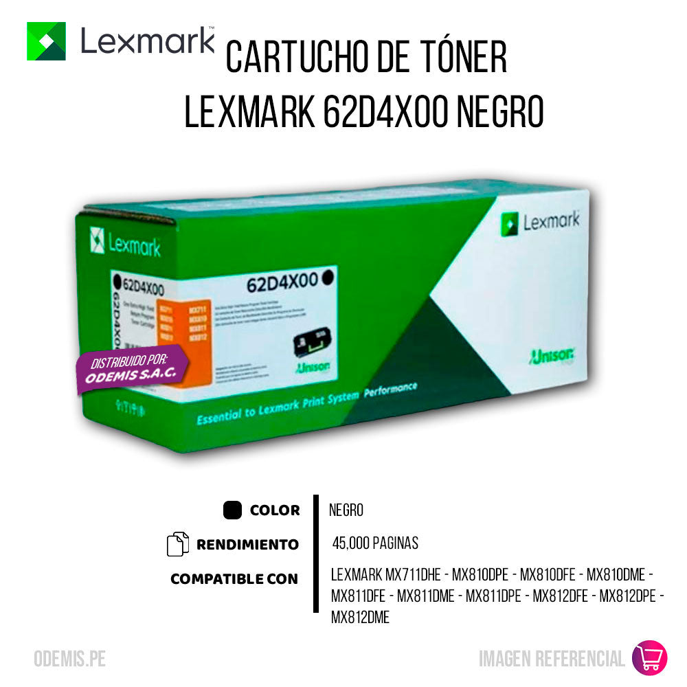 Toner Lexmark 62D4X00 Negro 45K Pág. MX711de Original