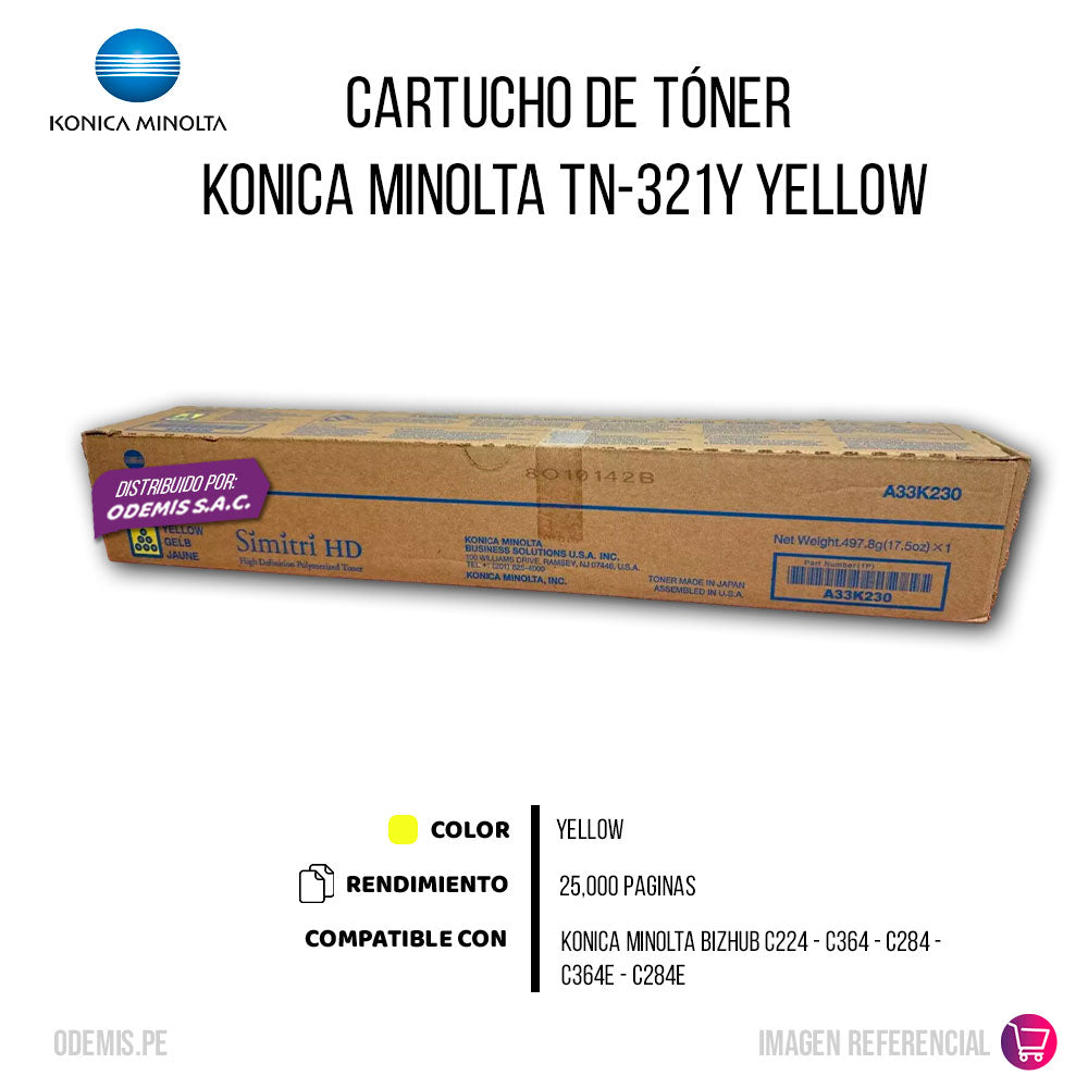 Toner Konica Minolta TN-321Y Yellow 25K Pág. BH C224 Original