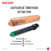 Toner Ricoh 821184 Cian 16K Pág. SP C830DN, C831DN Original