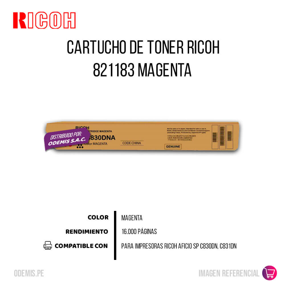 Toner Ricoh 821183 Magenta 16K Pág. SP C830DN Original