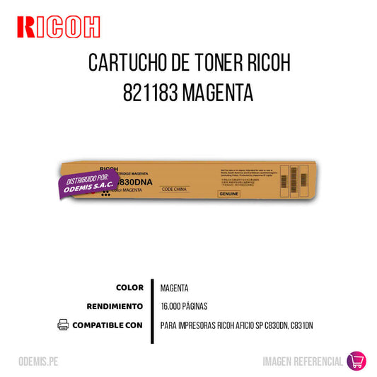 Toner Ricoh 821183 Magenta 16K Pág. SP C830DN Original