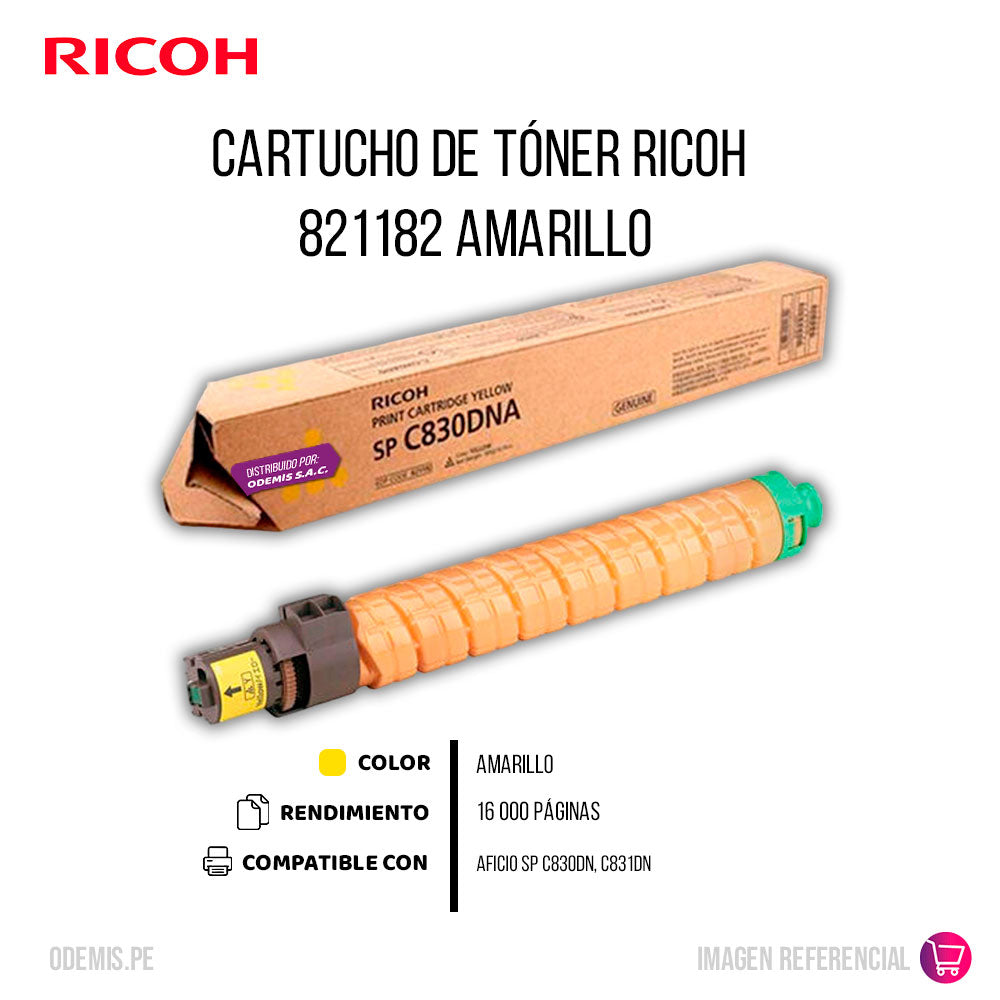 Toner Ricoh 821182 Yellow 16K Pág. SP C830DN Original