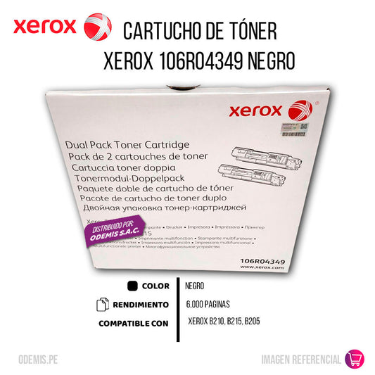 Dual Pack Toner Xerox 106R04349 Negro 6K Pág. B210 Original