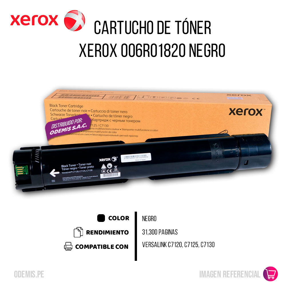 Toner Xerox 006R01820 Negro 31.3K Pág. C7120, C7130 Original