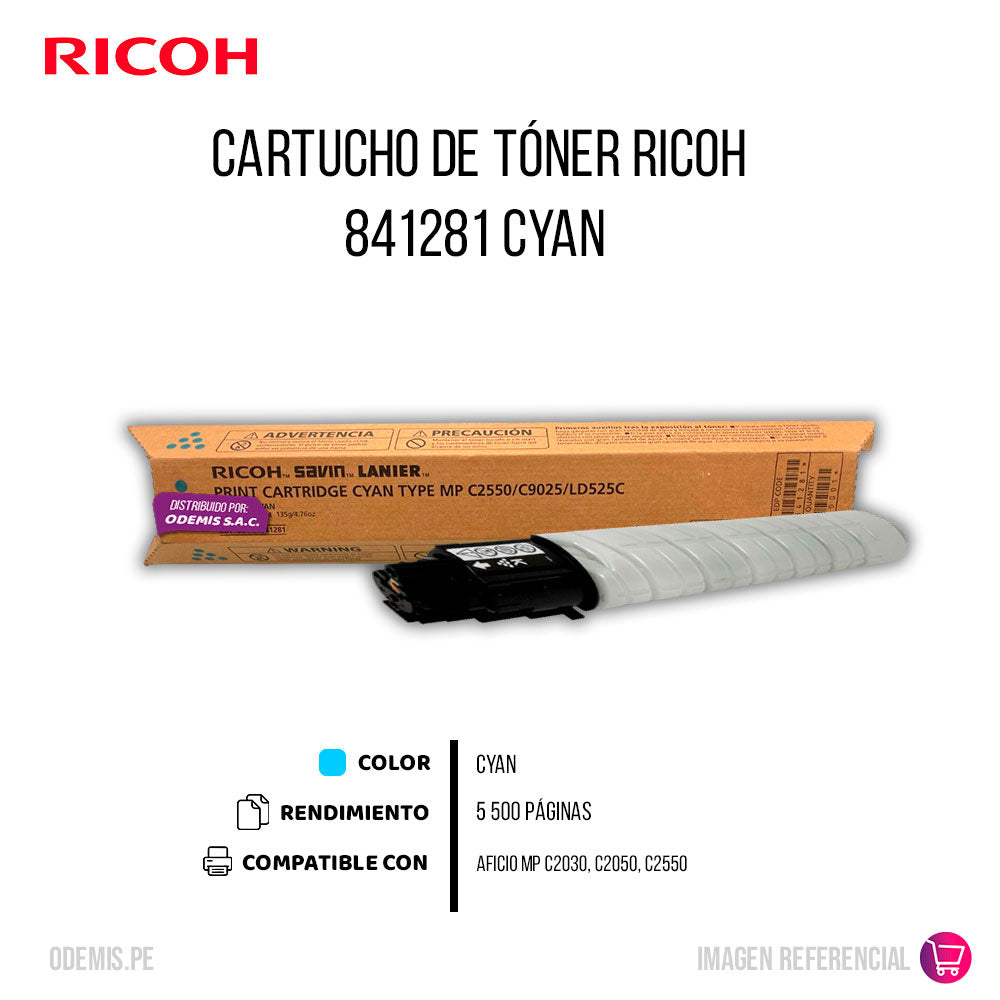 Toner Ricoh 841281 Cian 5.5K Pág. MP MPC2050, C2550 Original