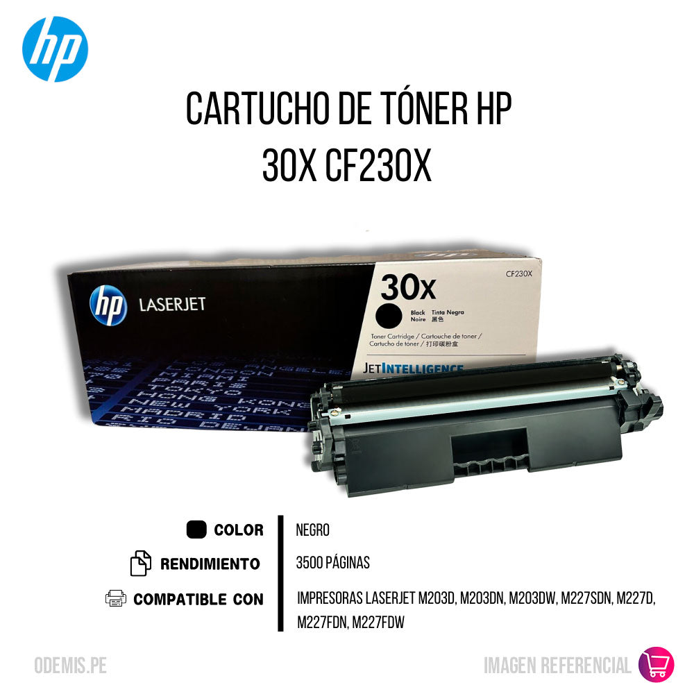 Toner HP 30X Negro CF230X 3.5K Pág. LaserJet M203 Original