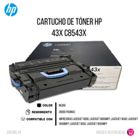 Toner HP 43X Negro C8543X 30K Pág. 9000, 9040, 9050 Original
