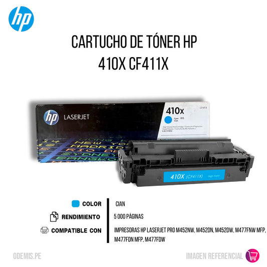 Toner HP 410X Cian CF411X 5K Pág. LaserJet M477 Original