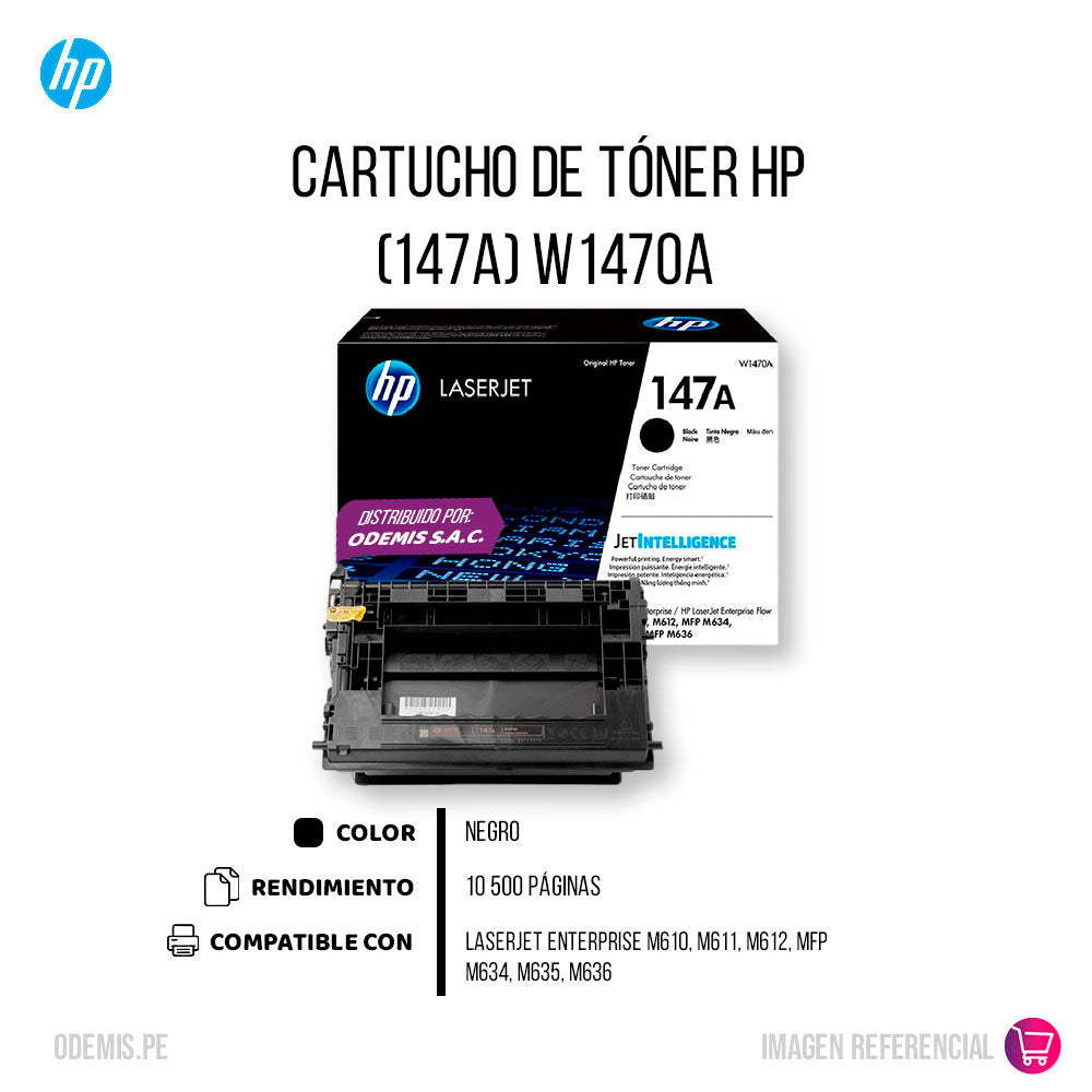 Toner Hp 147A Negro W1470A 10.5K Pág. M634 Original