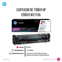 Toner Hp 206A Magenta W2113A 1250 Pág. M255 Original
