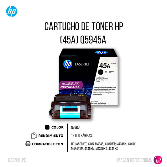 Toner HP 45 Negro Q5945A 18K Pág. LaserJet 4345 Original