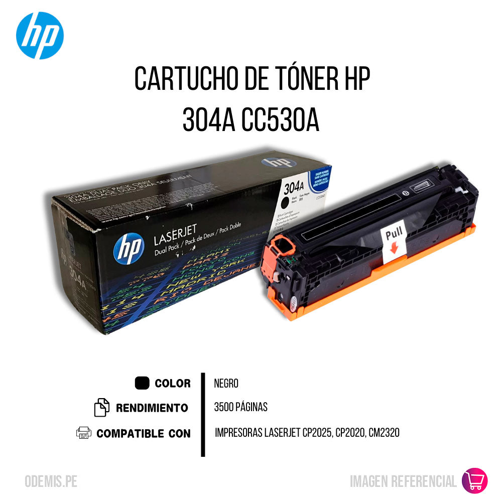 Toner Hp 304A Negro CC530A 3.5K Pág. CP2025 Original