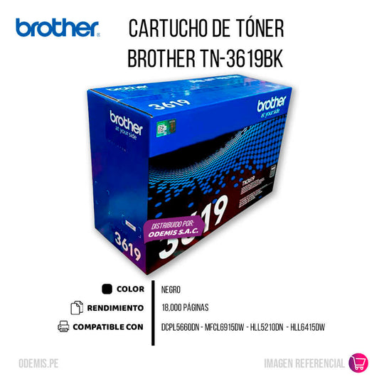 Toner Brother TN3619 Negro 18K Pág. Dcpl5660Dn Original