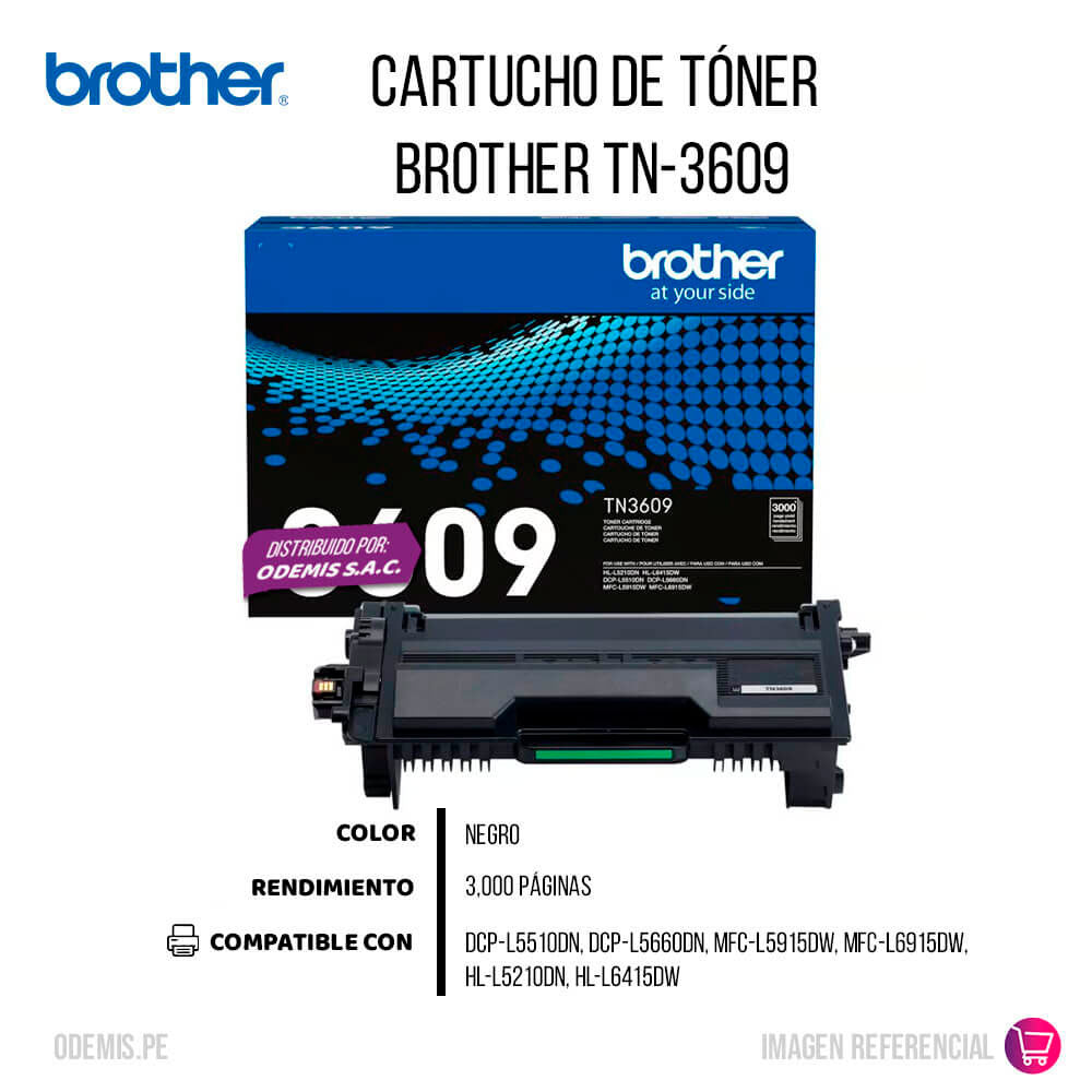 Toner Brother TN3609 Negro 3K Pág. L5660dn Original