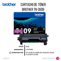 Toner Brother TN3609 Negro 3K Pág. L5660dn Original