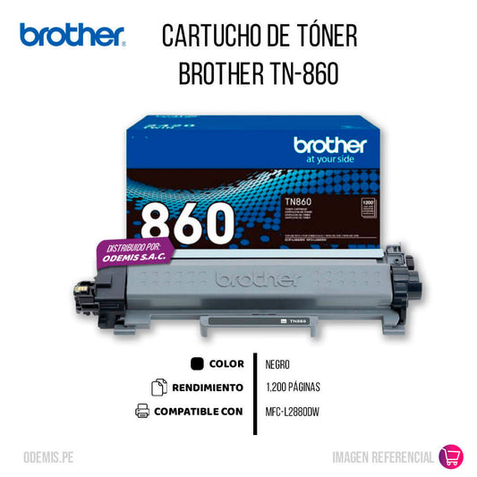Toner Brother TN860 Negro 1.2K Pág. MFC-L2880DW Original