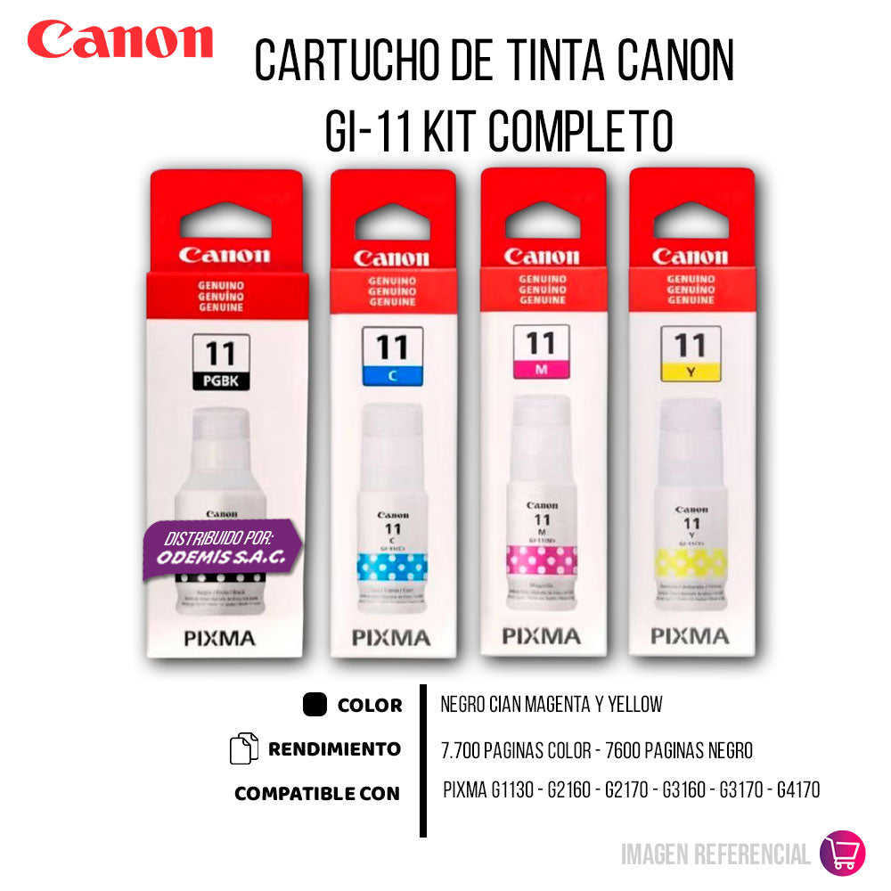Kit de Tinta Canon GI-11 CMYBK 70ml y 135ml Pag G3160 Original