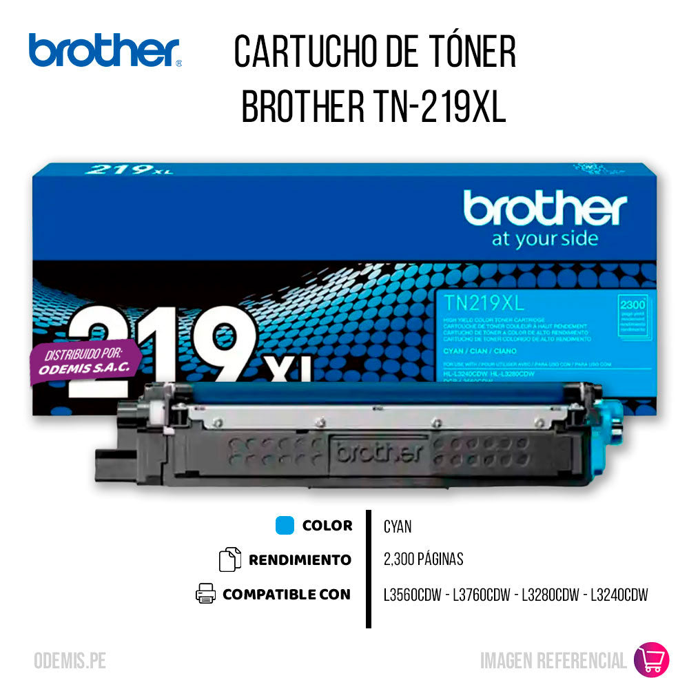 Toner Brother TN-219Xlc Cyan 2.3K Pag L3280Cdw, Hl L3240Cdw Original