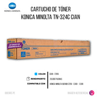 Tóner Konica Minolta TN-324C Cian 26K Pag C258 original