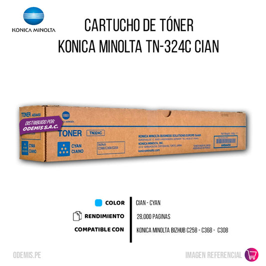 Tóner Konica Minolta TN-324C Cian 26K Pag C258 original