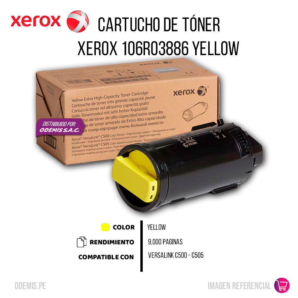 Toner Xerox 106R03886 Yellow 9K Pág. C505 Original