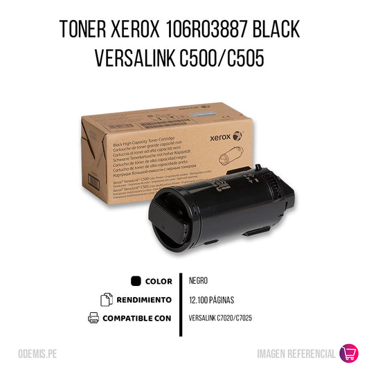 Toner Xerox 106R03887 Black 12100 Pág. C505 Original