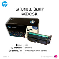 Toner Hp 646X Negro Ce264X 17K Pág. CM4540 Original