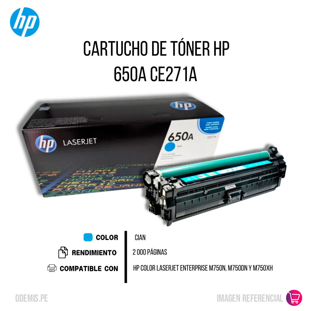 Toner Hp 650A Cyan Ce271A 15K Pág. M750n Original