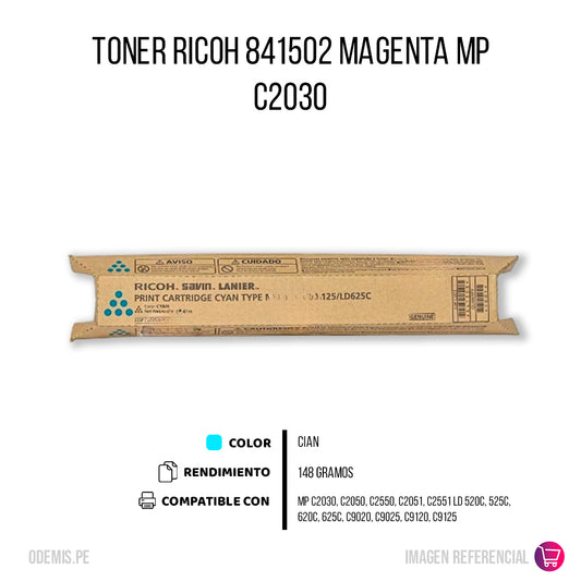 Toner Ricoh 841281 Cian 5.500 Pág. C2030. C2050 Compatible