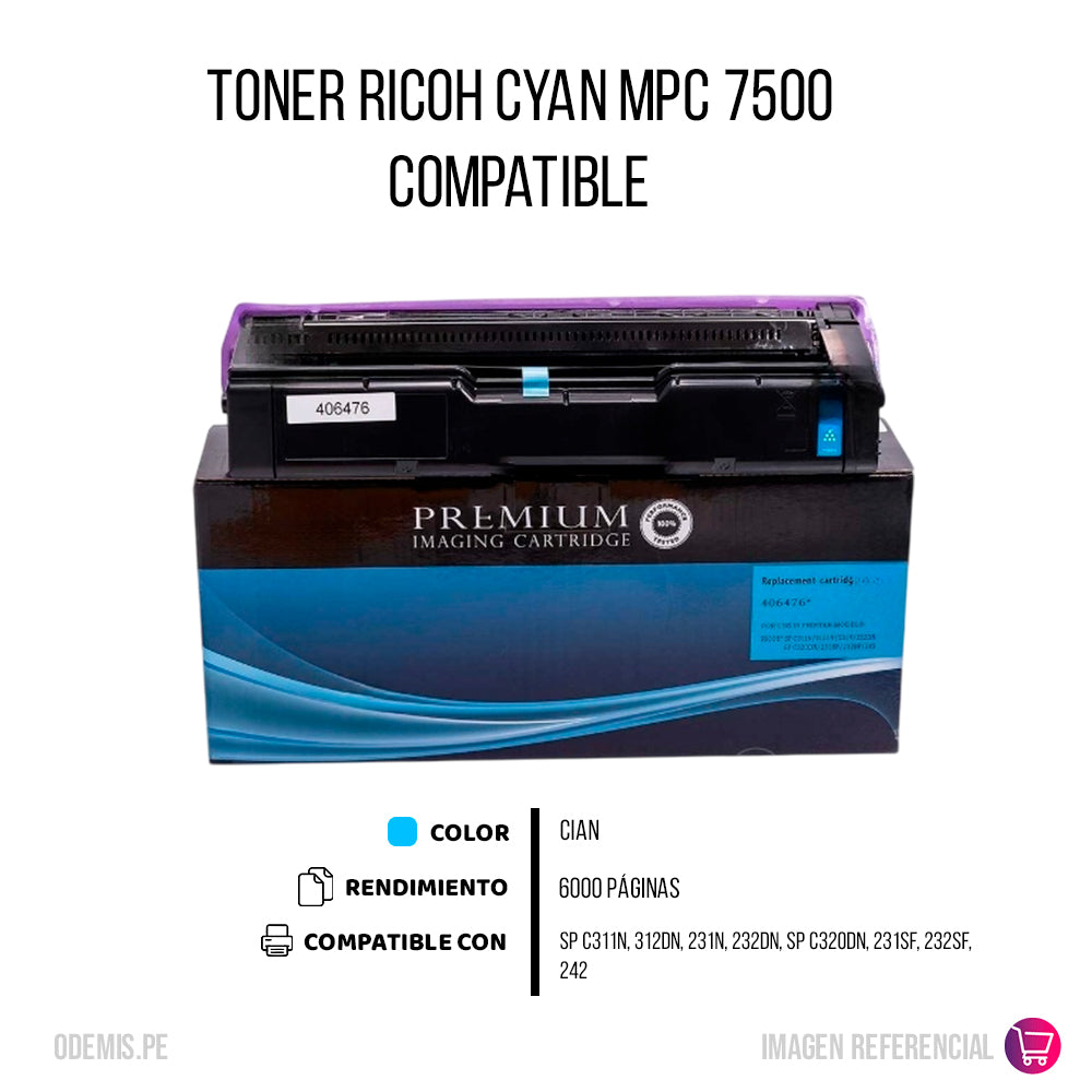 Toner Ricoh 406476 Cian 6K Pág. SP-C310HA Compatible