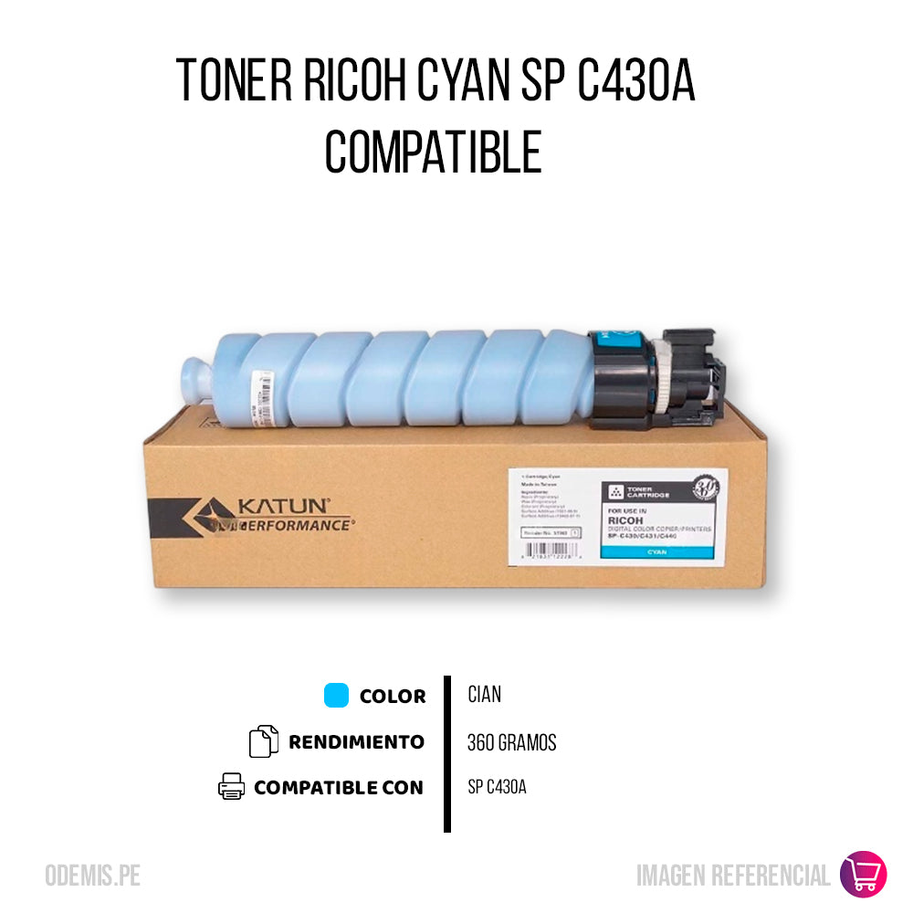 Toner Ricoh 821108 Cian 360g SP-C430A. SP-C431 Compatible